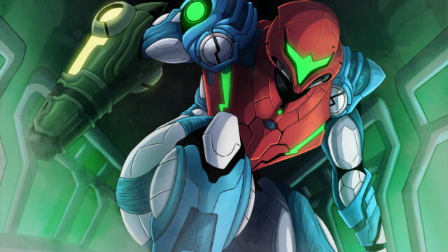 Samus Aran Combat Suit Action Desktop Wallpaper