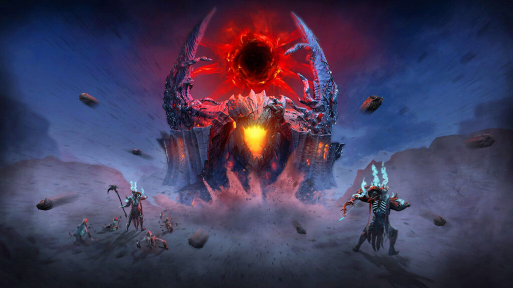 Dark Fantasy Demon Fortress Battle 4K Desktop Wallpaper