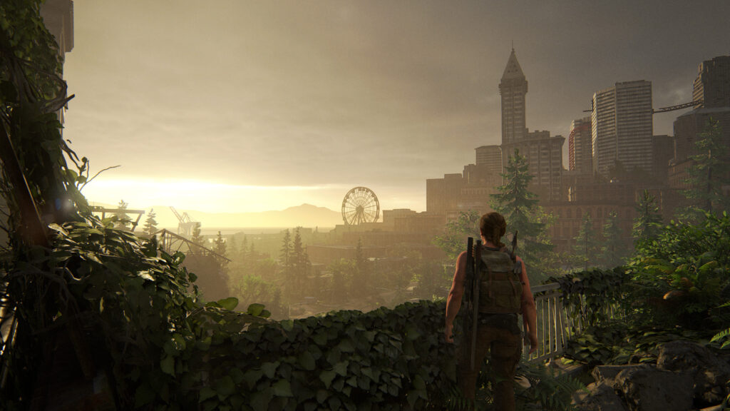 Post-Apocalyptic Seattle City Overlook Desktop Wallpaper