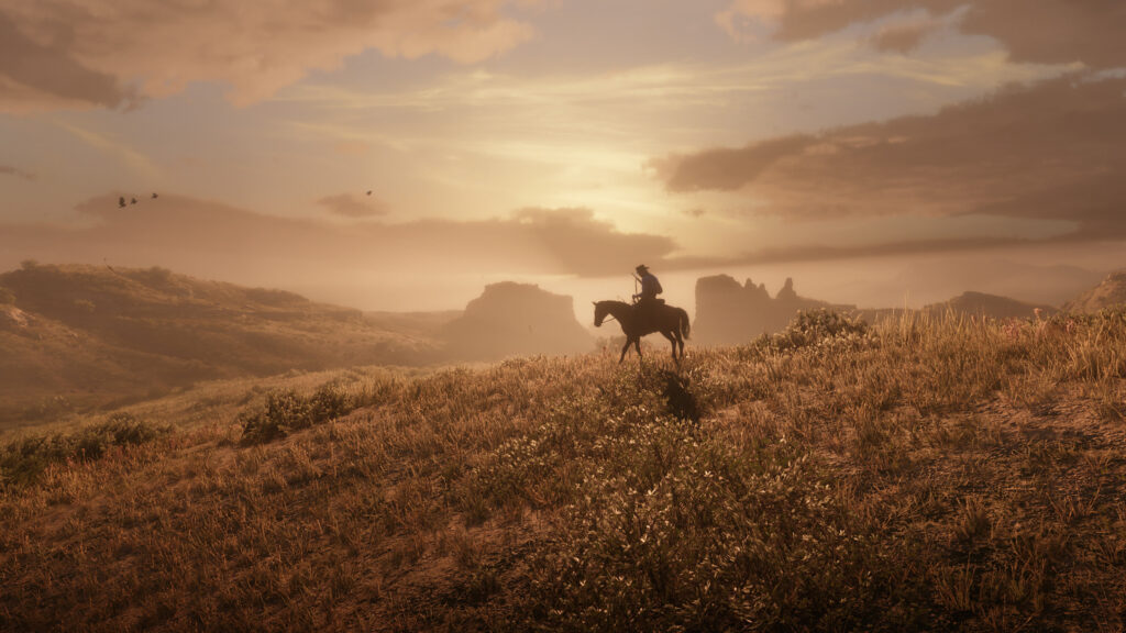 Golden Hour Cowboy Silhouette Desktop Wallpaper