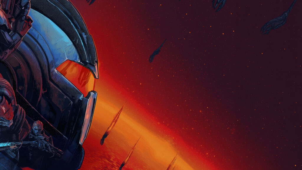 Sci-Fi Soldier and Space Battle Desktop Wallpaper