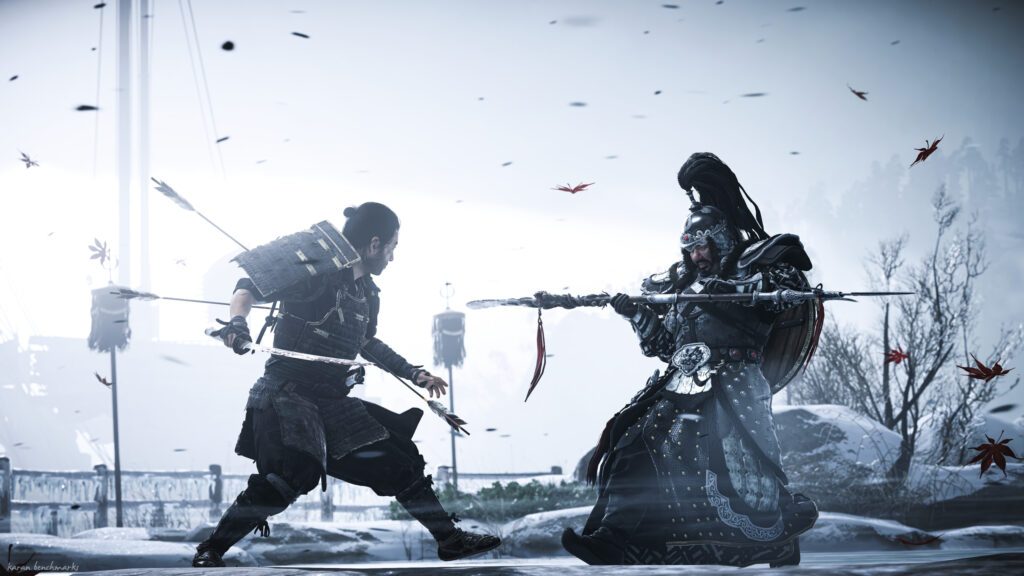 Samurai Duel Against General Khotun Khan 4K Desktop Wallpaper
