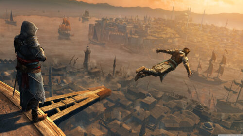 Ezio Auditore Leaping over Istanbul Desktop Wallpaper