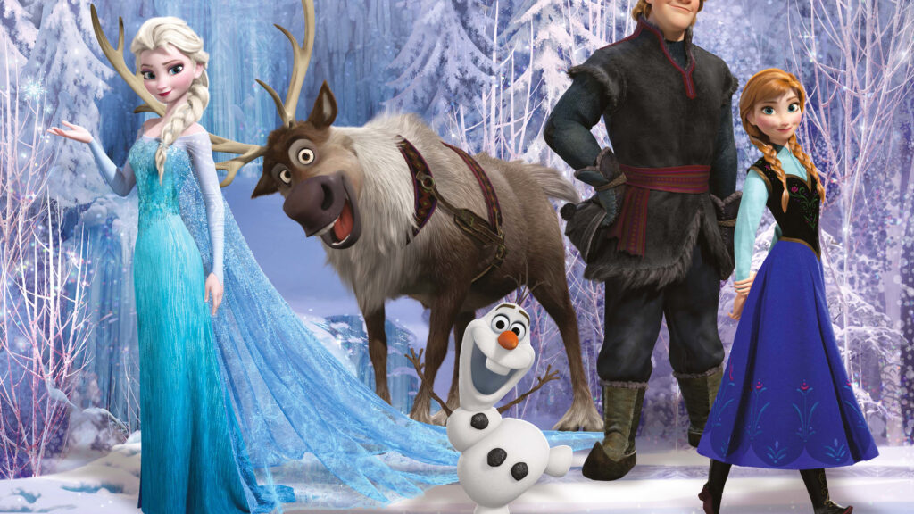 Frozen Movie Cast Characters Winter Scene 4K Desktop Wallpaper