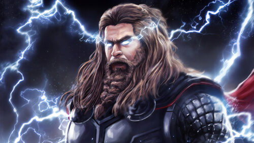 Thunder God Portrait Featuring Lightning FX Desktop Wallpaper