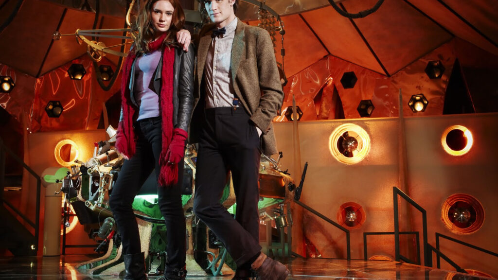 Karen Gillan and Matt Smith in TARDIS Desktop Wallpaper
