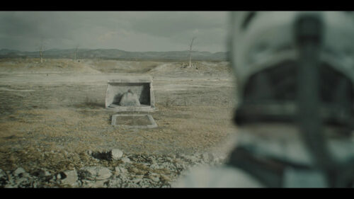Post-Apocalyptic Landscape with Monumental Structure Desktop Wallpaper