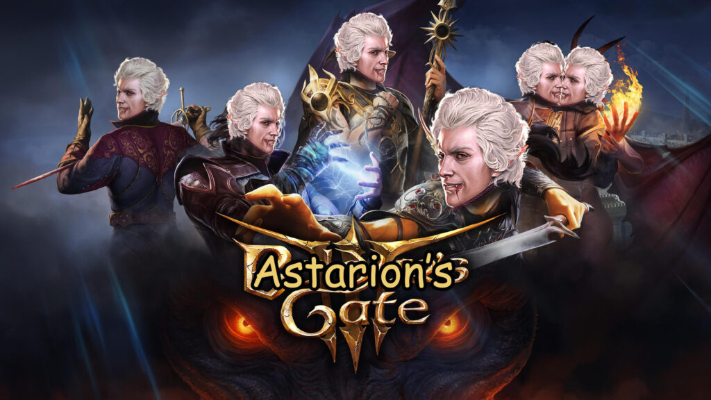 Astarion-Themed Baldur's Gate 3 Parody Desktop Wallpaper