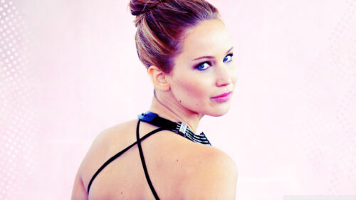 Portrait of Jennifer Lawrence in Evening Gown Desktop Wallpaper