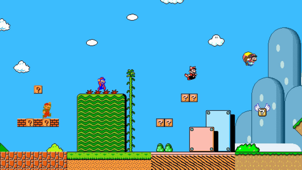 Retro Super Mario Brothers Pixel Art Video Game Desktop Wallpaper