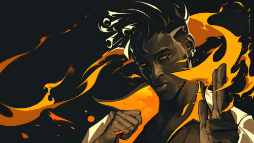 Anime Style Fire Wielder Male Character Desktop Wallpaper