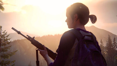 Ellie Standing with Rifle at Sunset 4K Desktop Wallpaper