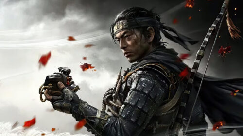 Jin Sakai Holding His Mask Ghost of Tsushima Desktop Wallpaper
