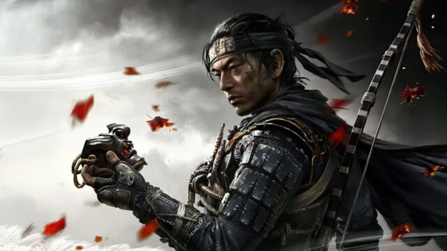Jin Sakai Holding His Mask Ghost of Tsushima Desktop Wallpaper
