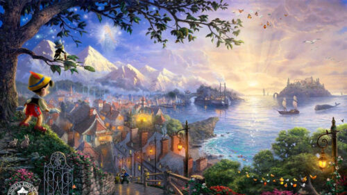 Disney Pinocchio Scenic Village Landscape Desktop Wallpaper