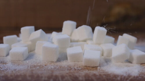 Pile of White Sugar Cubes Close-Up Desktop Wallpaper