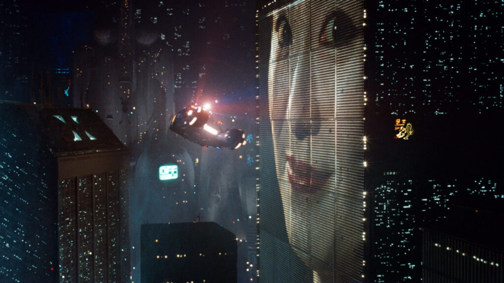 Blade Runner Spinner Flying Over Los Angeles 4K Wallpaper