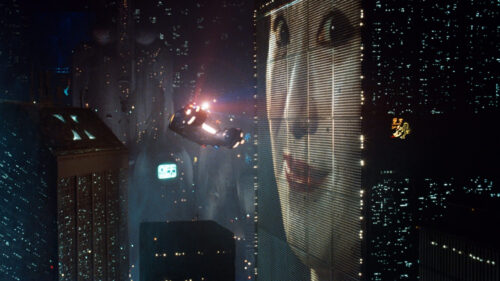 Blade Runner Spinner Flying Over Los Angeles 4K Wallpaper