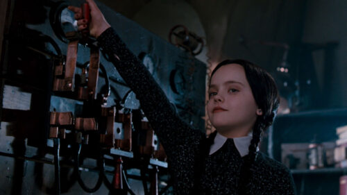 Wednesday Addams Operating Lab Equipment Desktop Wallpaper