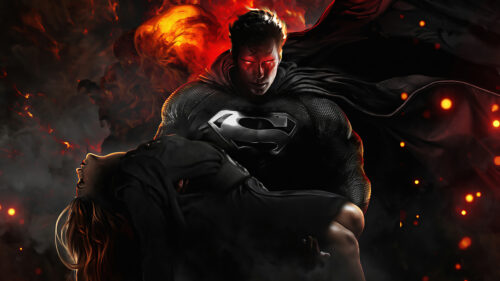 Dark Superman Holding Lois Lane 4K Desktop Wallpaper
