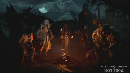 Fantasy Characters Around Campfire 4K Desktop Wallpaper