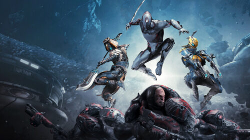 Dynamic Sci-Fi Space Warriors Battle Scene Desktop Wallpaper
