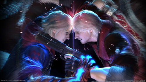 Dante and Nero Stand-off in Devil May Cry 4 Desktop Wallpaper