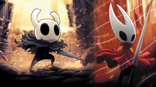 Hollow Knight and Hornet Combat Desktop Wallpaper