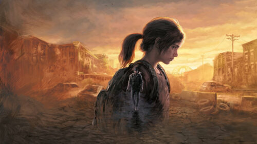 The Last of Us Ellie and Joel Double Exposure Desktop Wallpaper