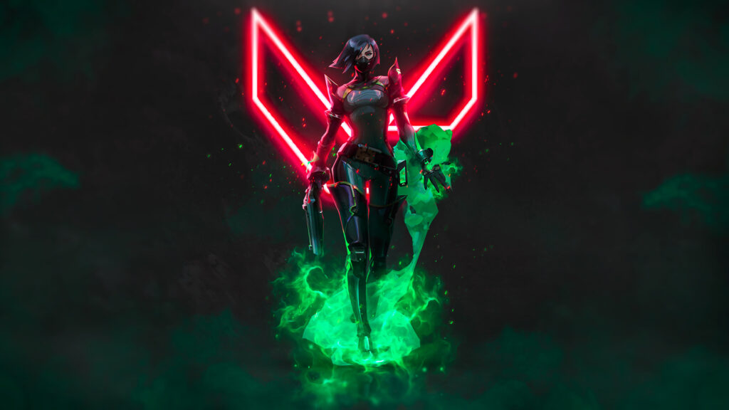 Viper Valorant Glowing Neon Logo Desktop Wallpaper