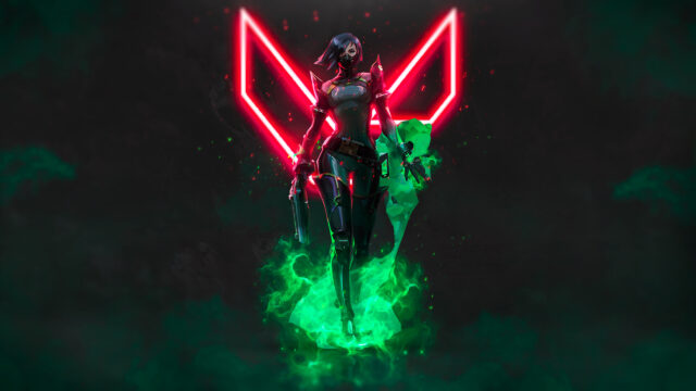 Viper Valorant Glowing Neon Logo Desktop Wallpaper