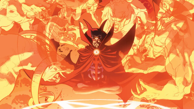 Doctor Strange Meditating Amidst Demonic Entities Desktop Wallpaper
