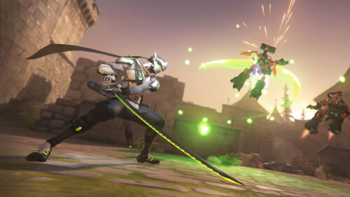 Genji Overwatch Action Scene Desktop Wallpaper