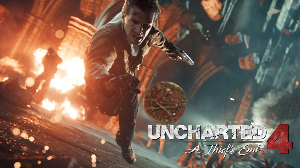 Nathan Drake Running Amidst Chaos Uncharted 4 Desktop Wallpaper