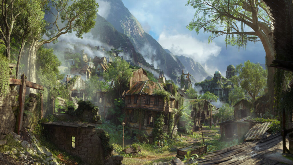 Overgrown Jungle Village Ruins 4K Wallpaper