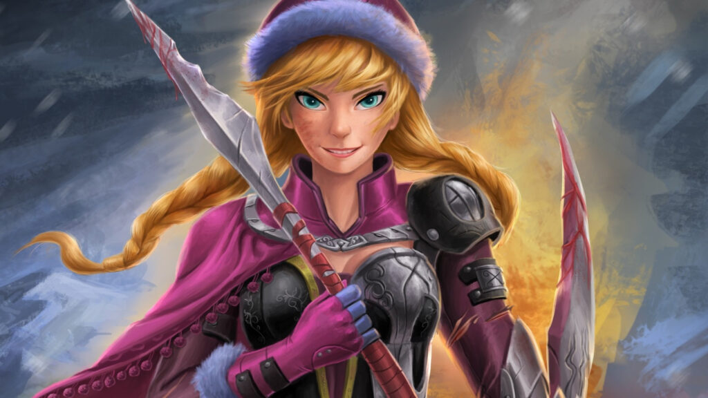Warrior Princess with Spear and Sickle Desktop Wallpaper