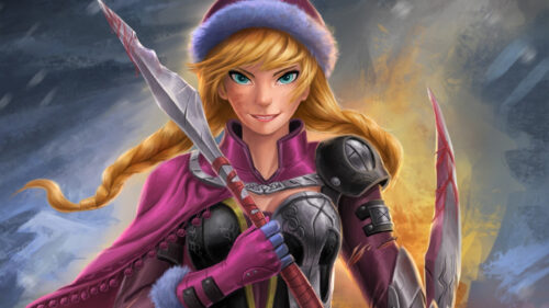 Warrior Princess with Spear and Sickle Desktop Wallpaper