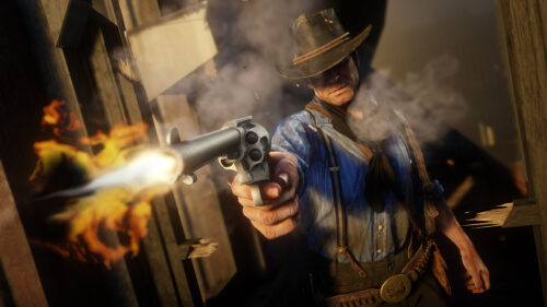 Cowboy Gunfight Arthur Morgan Action 4K Desktop Wallpaper