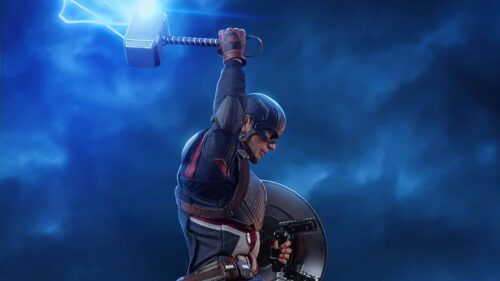 Captain America Wielding Mjolnir Desktop Wallpaper