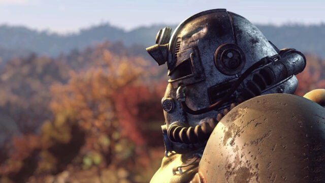T-51 Power Armor Helmet in Wasteland Desktop Wallpaper