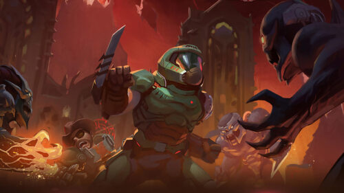 Doom Slayer vs Demons Fantasy Battle Art Desktop Wallpaper