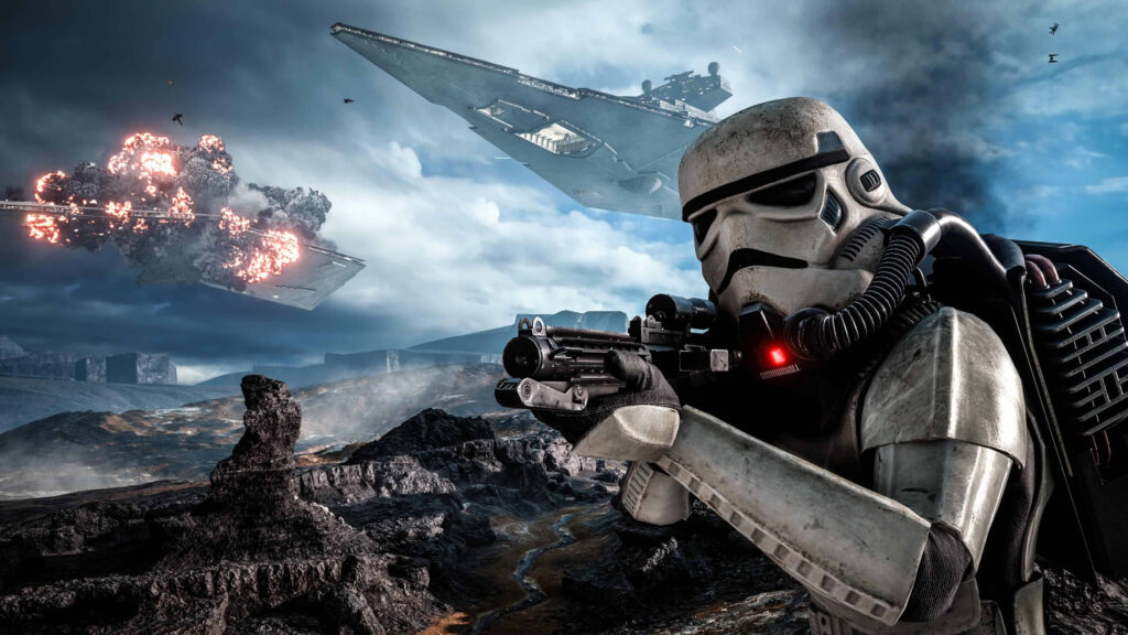 Star Wars Stormtrooper in Battle Desktop Wallpaper
