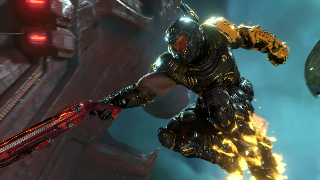 Golden Doom Slayer Action PC Wallpaper