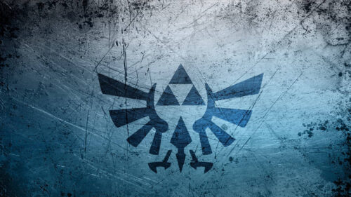 The Legend of Zelda Royal Crest Grunge Blue Metal Desktop Wallpaper