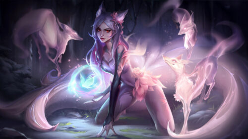 Spirit Blossom Ahri LoL Fantasy Art Desktop Wallpaper