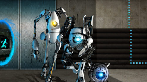 Atlas and P-Body from Portal 2 Desktop Wallpaper