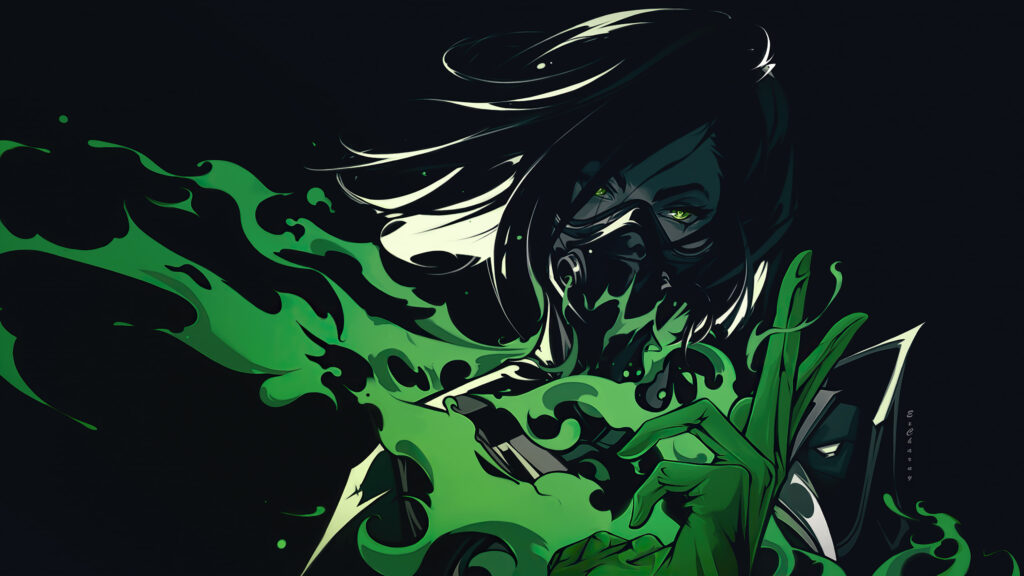 Green Toxic Gas Mask Assassin Artistic Desktop Wallpaper