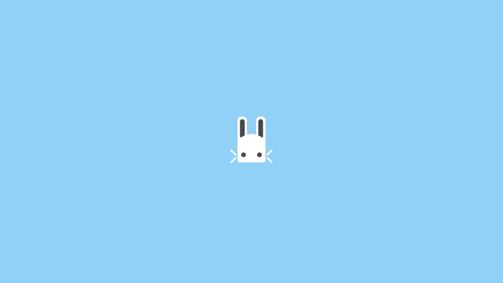 Minimalist White Bunny Icon Light Blue Desktop Wallpaper