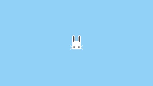 Minimalist White Bunny Icon Light Blue Desktop Wallpaper