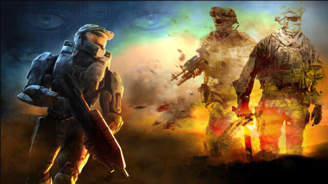Master Chief vs Modern Soldier Battle 4K Desktop Wallpaper